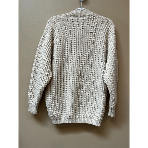 Vintage Hackett & Turpin Sweater Cardigan Size M Ireland Cable Knit Wool Ivory - Picture 6 of 9